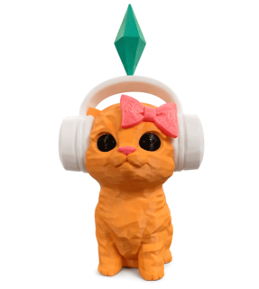 Фігурка Котик-діджей із The Sims у навушниках 3D друк / Sims DJ Cat Figurine 3D Printed