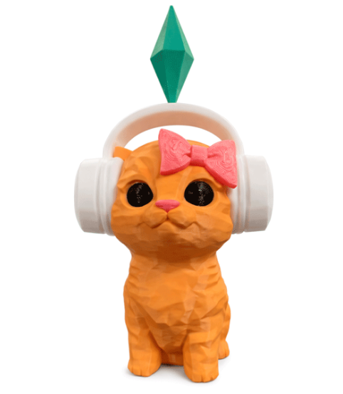Фігурка Котик-діджей із The Sims у навушниках 3D друк / Sims DJ Cat Figurine 3D Printed 3Д Друк