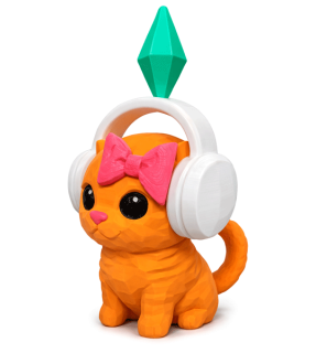 Фігурка Котик-діджей із The Sims у навушниках 3D друк / Sims DJ Cat Figurine 3D Printed