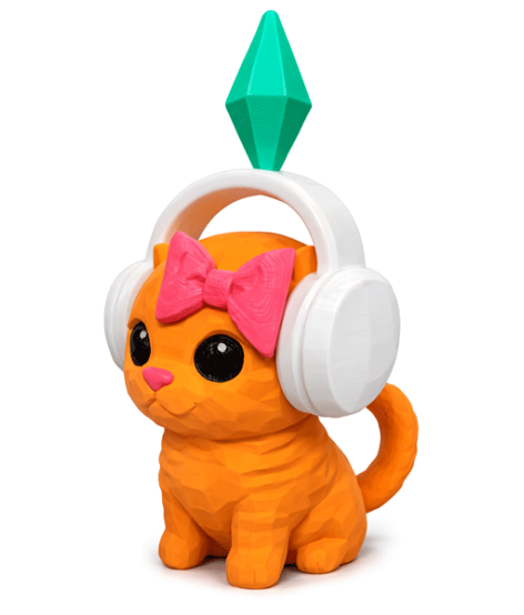 Фігурка Котик-діджей із The Sims у навушниках 3D друк / Sims DJ Cat Figurine 3D Printed 3Д Друк